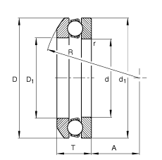 推力深溝球軸承 53318, 根據(jù) DIN 711/ISO 104 標(biāo)準(zhǔn)的主要尺寸，單向，帶球面軸承座圈，可分離