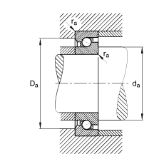 推力角接觸球軸承 BSB055120-T, 單向，接觸角 α = 60°，限制公差