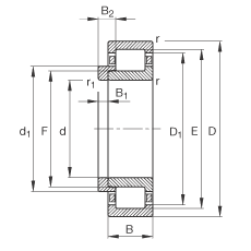 圓柱滾子軸承 NJ2230-E-M1 + HJ2230E, 根據(jù) DIN 5412-1 標(biāo)準(zhǔn)的主要尺寸, 帶 L 型圈，定位軸承, 可分離, 帶保持架