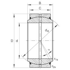 關(guān)節(jié)軸承 GE45-DO-2RS, 根據(jù) DIN ISO 12 240-1 標準, 需維護，兩側(cè)唇密封