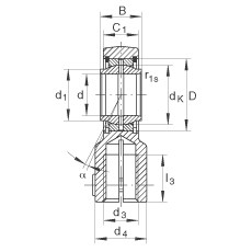 液壓桿端軸承 GIHNRK50-LO, 根據(jù) DIN ISO 12 240-4 標(biāo)準(zhǔn)，帶右旋螺紋夾緊裝置，需維護(hù)