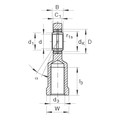 桿端軸承 GIL17-DO, 根據(jù) DIN ISO 12 240-4 標(biāo)準(zhǔn)，帶左旋內(nèi)螺紋，需維護(hù)