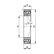 主軸軸承 HSS71912-C-T-P4S, 調(diào)節(jié)，成對(duì)安裝，接觸角 α = 15°，兩側(cè)唇密封，非接觸，加嚴(yán)公差