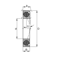 主軸軸承 HCB71919-C-T-P4S, 調(diào)節(jié)，成對或單元安裝，接觸角 α = 15°，陶瓷球，限制公差