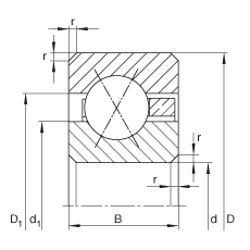 薄截面軸承 CSXC040, 四點接觸球軸承，類型X，運行溫度 -54°C 到 +120°C